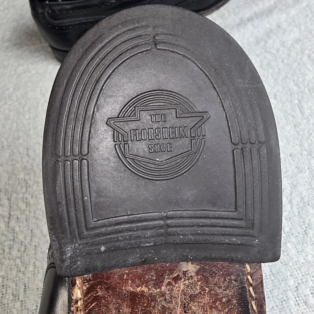 Florsheim Imperial Wingtip 92329 Black Leather Dress Formal Shoes Mens 10 1/2 D‎